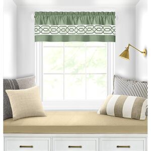 Paige Two-Tone Embroidered Window Curtain Set, Green, 55" x 13"